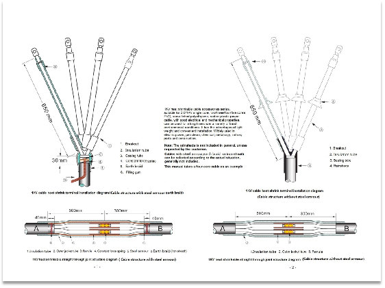 1kV värmekrympbar kabeltillbehör Installationsinstruktioner